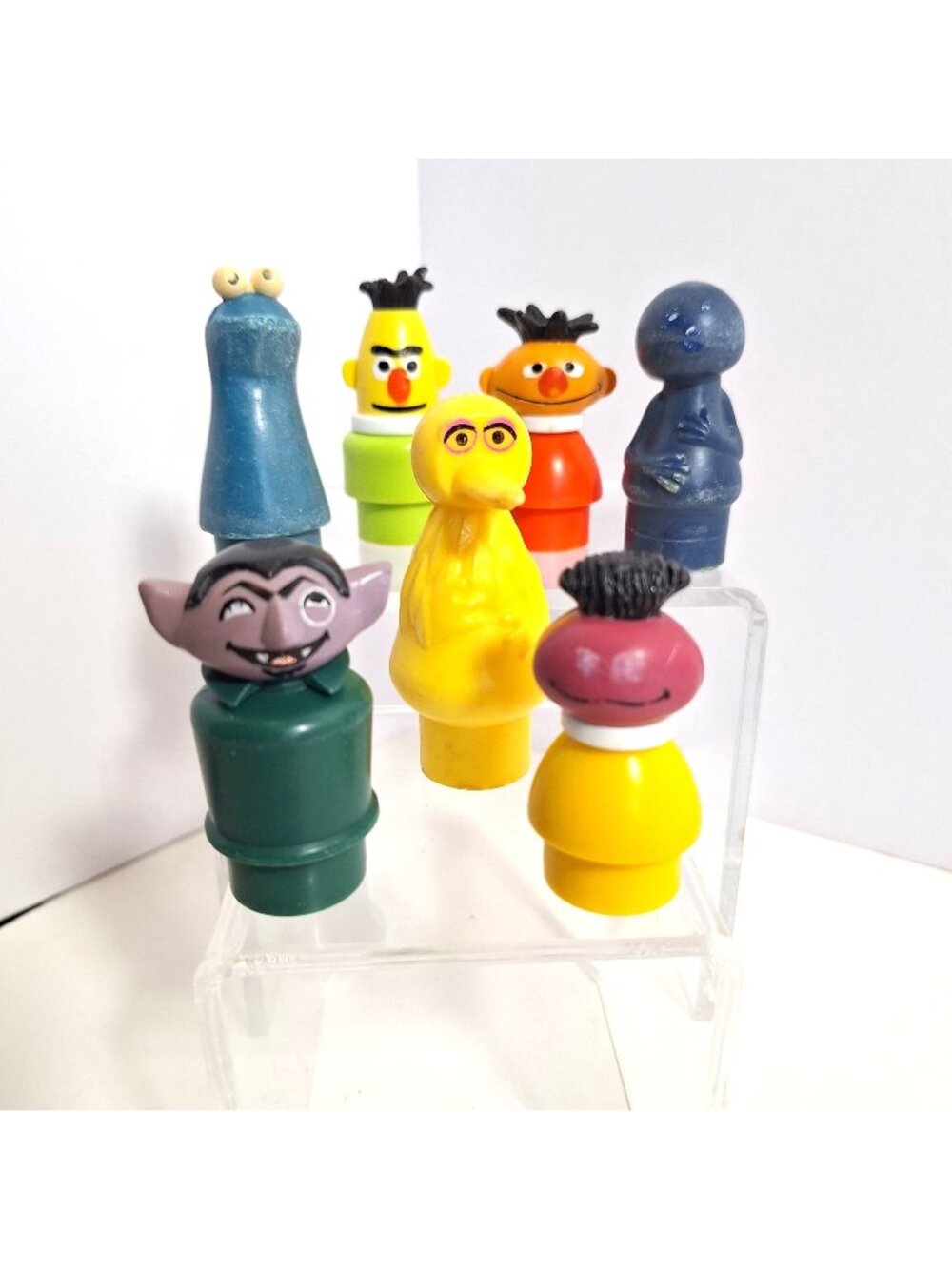Vintage Sesame Street Little People 7 Figure Lot Grover Count